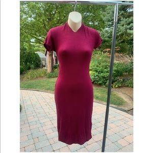 Maroon Short Sleeve Keyhole Body Con Dress